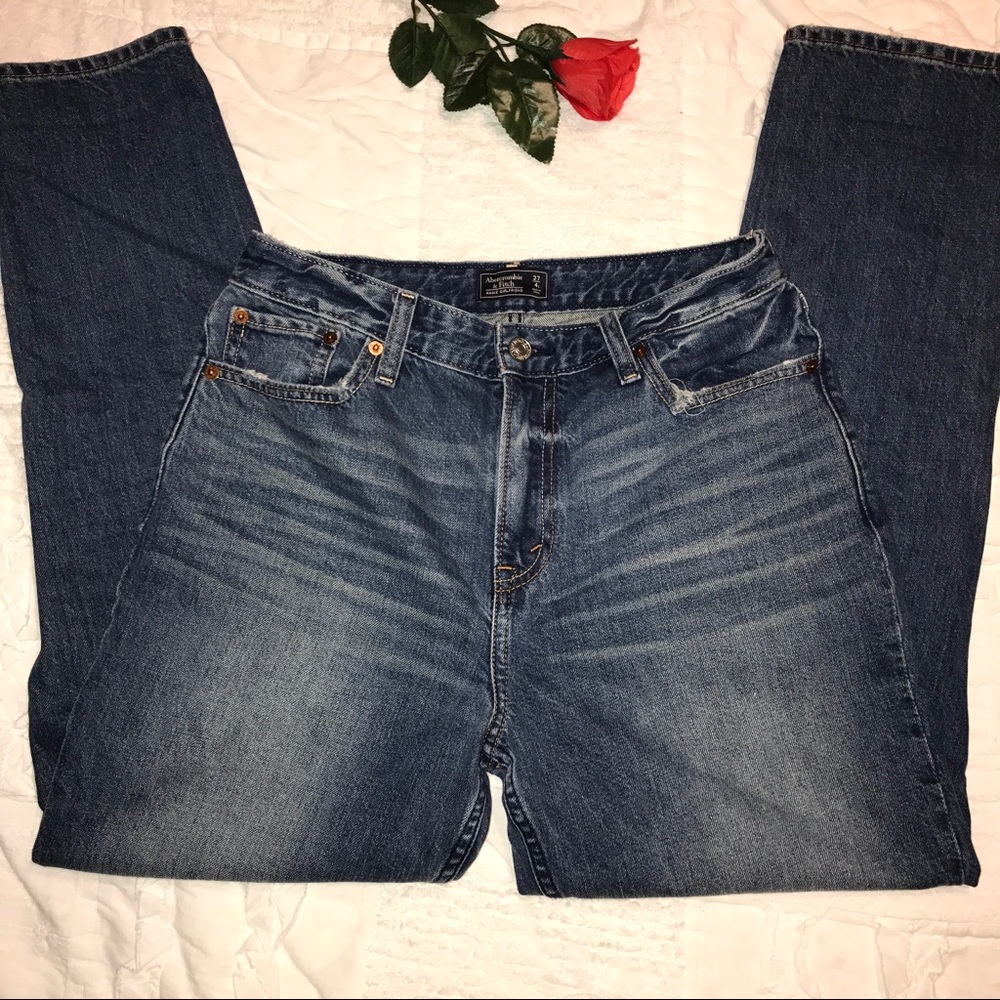A&F Distressed Girlfriend Jeans